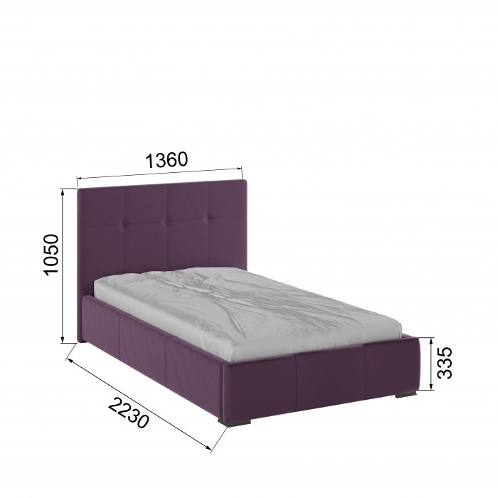 Рио Кровать интерьерная 120 винный квадрат, ортопед