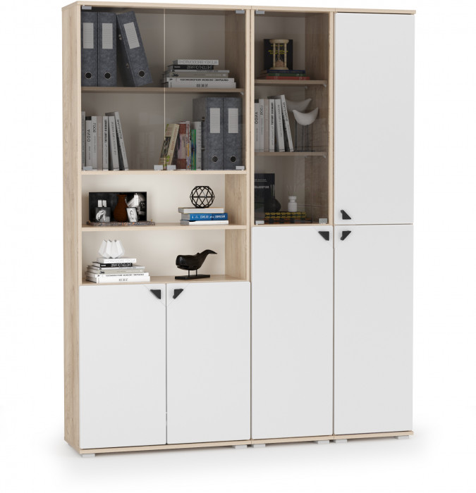 Бостон № 48, дуб эндгрейн элегантный/фасады МДФ милк рикамо софт