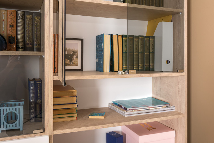 Бостон № 48, дуб эндгрейн элегантный/фасады МДФ милк рикамо софт