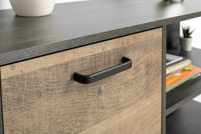 Трувор 13.70 Тумба под ТВ + 13.307.01 Комод, цвет дуб гранж песочный/интра, ШхГхВ 258,8х45,4х106,9 см., универсальная сборка