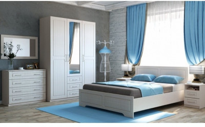 Модульная спальня Кэт-6 Кантри, композиция 1 (Бодега белая/Сандал белый)