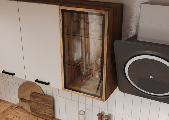 Кухня Техно 1,4х2,4м Компоновка №9, Крафт золотой/Кашемир