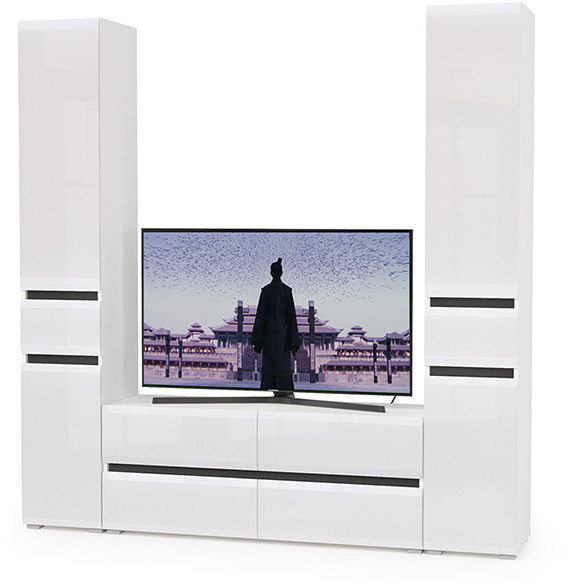 Сидней Комплектация № 017, корпус: белый/чёрный/фасады: МДФ белый глянец