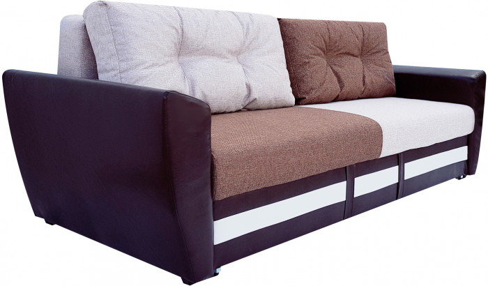 Диван-кровать Амстердам, 160х195, раскладной, еврокнижка, пружинный блок, рогожка/экокожа, комби