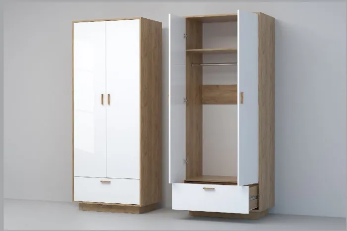 Эго Шкаф ШК-1 ПД (Глянец Белый/Дуб Крафт Золотой)