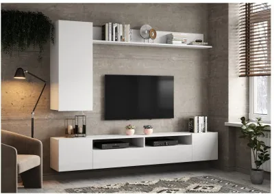 Стенка ТВ Соло-16 МДФ (Белый / Белый глянец)