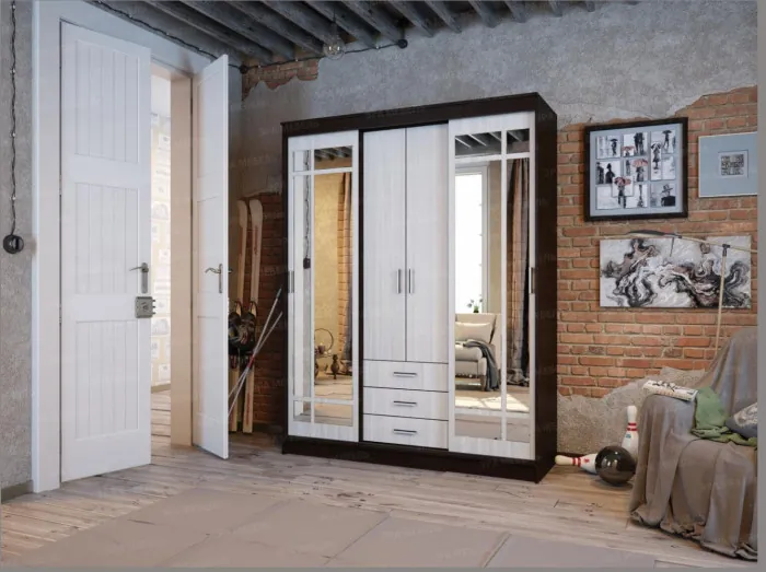 Лорд Шкаф-купе, вотан/Белый глянец