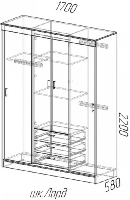 Лорд Шкаф-купе, вотан/Белый глянец