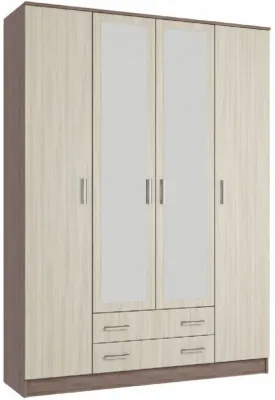 Квадро Шкаф четырёхдверный, Ясень шимо темный/светлый