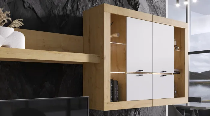 Прага Модульная Гостиная, вариант №2, вотан/Белый глянец