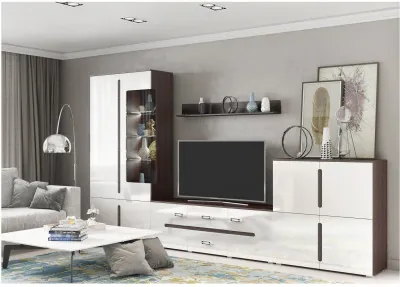 Гостиная Ким, вариант №1 (Венге / Белый глянец)