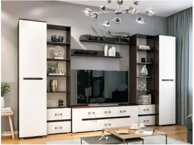 Гостиная Ким, вариант №2 (Венге / Белый глянец)