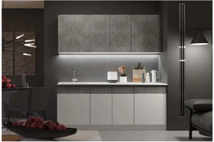 Кухня МДФ Оливия 2000 (Шарли Пинк/Шарли Мокко, Белый)