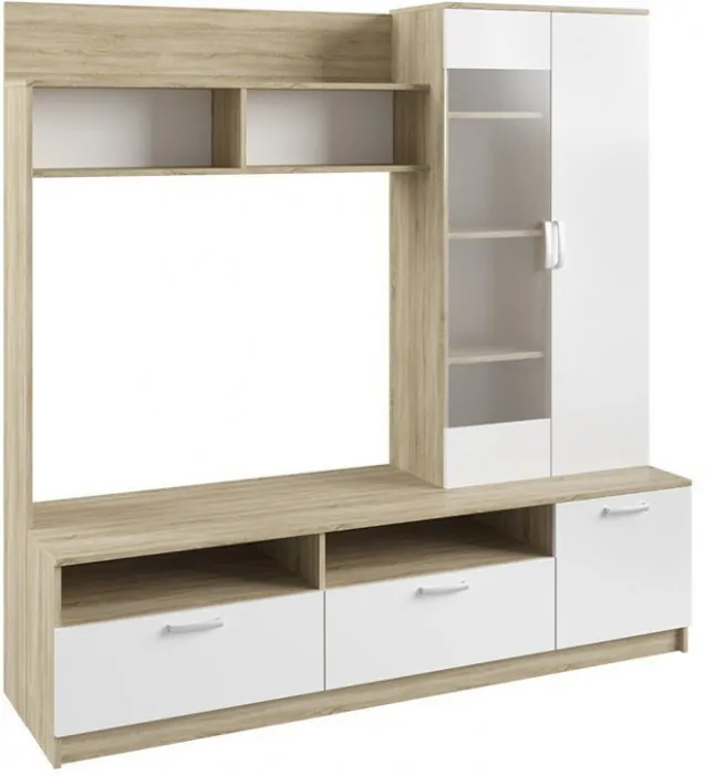 Модульная гостиная Софи, композиция 1, Белый глянец/Дуб Сонома