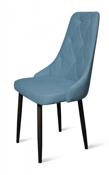 Стул "Граф" черный матовый Томми 21 серо-голубой