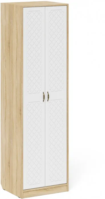 Прихожая П-6 Компоновка № 26, цвет дуб сонома/фасады МДФ белое дерево фрезеровка ромб, ШхГхВ 150х50х210 см., универсальная сборка