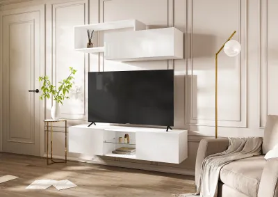 Норд Модульная Гостиная, вариант №1, Белый глянец/Белый