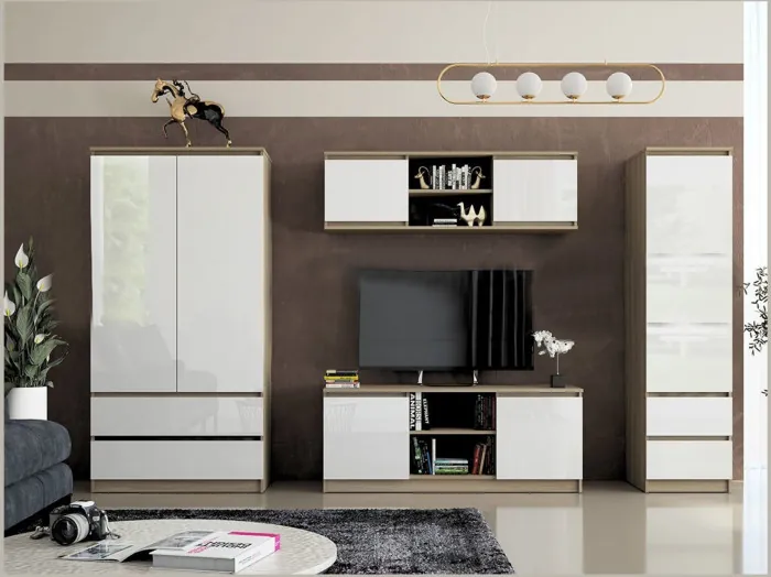 Модульная гостиная Челси (Белый глянец, Белый)