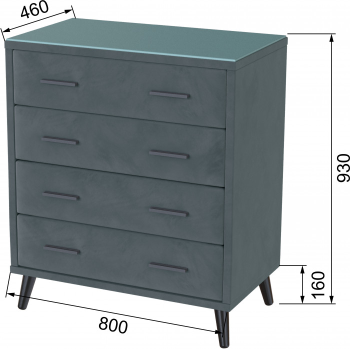 Комод интерьерный Пай серый/мдф бриз