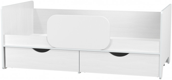 КР100 Уна 11.22 Кровать с ящиками, цвет белый(структура Поры дерева), ШхГхВ 163,8х87,6х65,3 см., 800х1600 мм., б/м, осн. есть, съёмный бортик