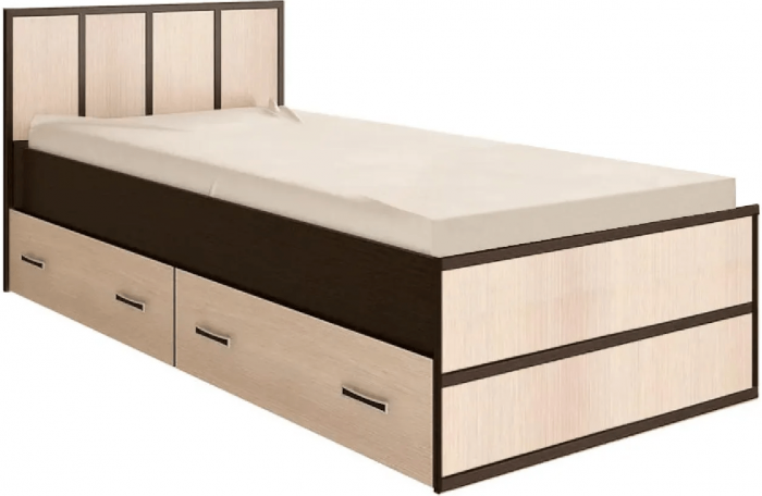 Сакура Кровать с ящиками 90 (Венге / дуб беленый)