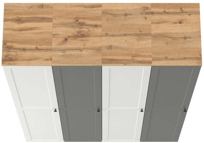 Остин 13.225 Шкаф-пенал 4 шт., цвет белый шагрень/серый графит/дуб крафт золотой, ШхГхВ 160х54,3х229,6 см., универсальная сборка