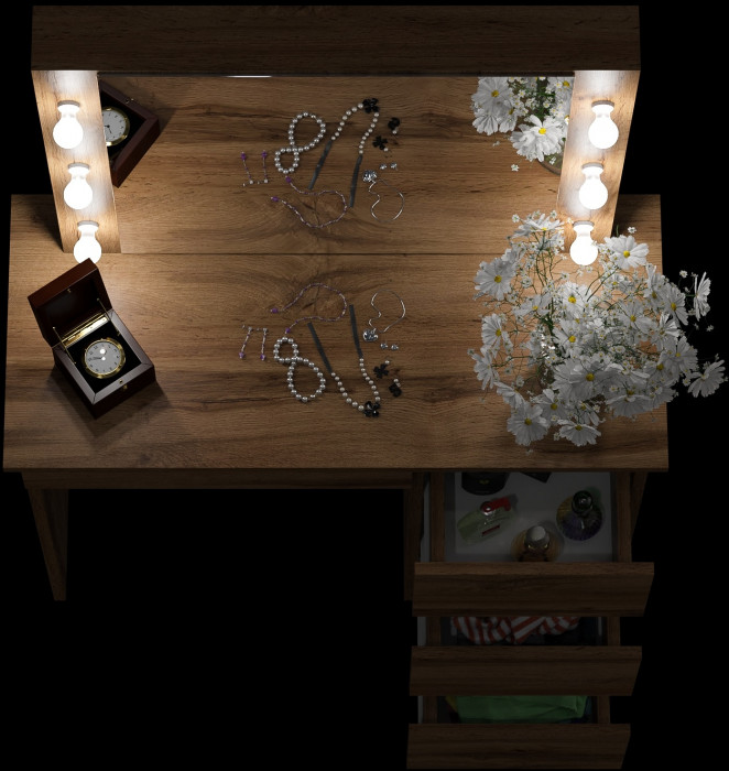 Стол косметический с подсветкой Сура, дуб вотан