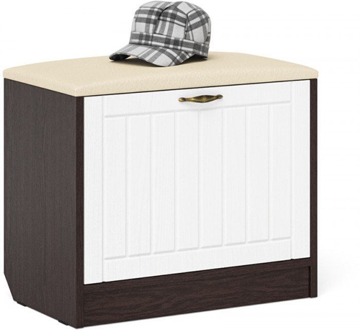 Прихожая П-6 Компоновка № 08, цвет венге/фасады МДФ белое дерево фрезеровка прованс, ШхГхВ 180х50х210 см., универсальная сборка