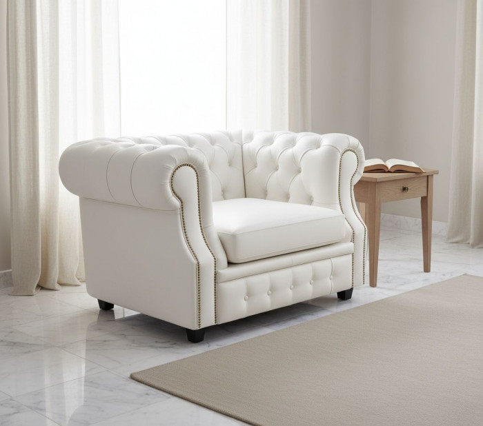 Кресло Честер ЛОФТ, экокожа, белый