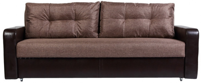 Диван-кровать Дублин 160х195, еврокнижка, рогожка/экокожа, коричневый