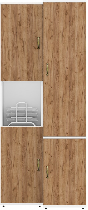 Лидер-8 Модуль Пенал + Пенал МД 23Б, цвет белый шагрень/крафт золото, ШхГхВ 80х50х190 см., универсальная сборка