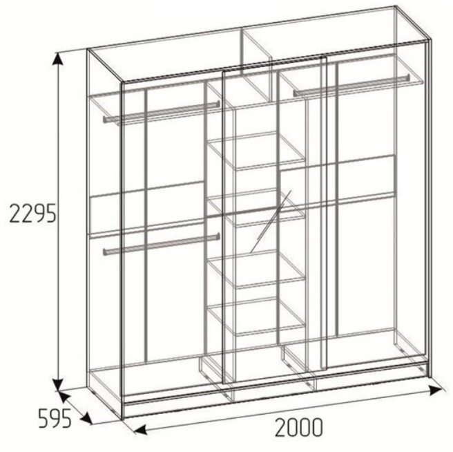 Шкаф-купе трехдверный с зеркалом 2000 Домашний Atelier светлый