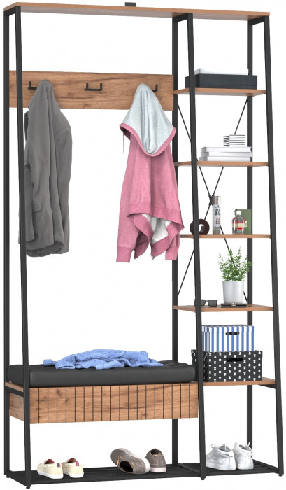 Гранд 15.124N Прихожая, дуб крафт табачный/искуственная кожа чёрная