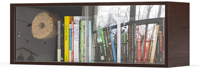 Полка книжная С-МД-КН01, цвет венге, ШхГхВ 83х25х30 см., стеклянные дверцы (целиком ВЕНГЕ !!!)