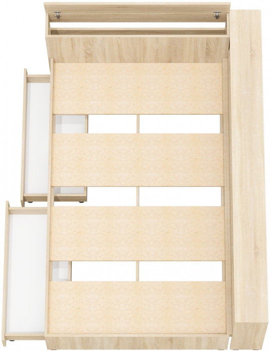 Ксения Кровать с ящиками 1200 + прикроватный блок, дуб сонома