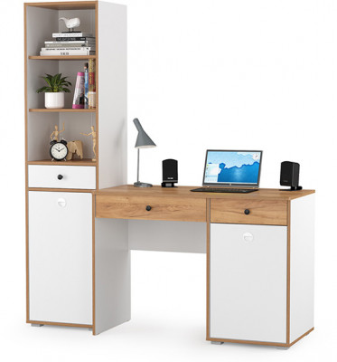 Вуди Компоновка № 06, цвет белый премиум/дуб крафт золотой, ШхГхВ 155х52,7х180,3 см., универсальная сборка