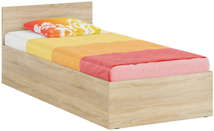 Стандарт Кровать 0900, цвет дуб сонома, ШхГхВ 93,5х203,5х70 см., сп.м. 900х2000 мм., без матраса, основание есть