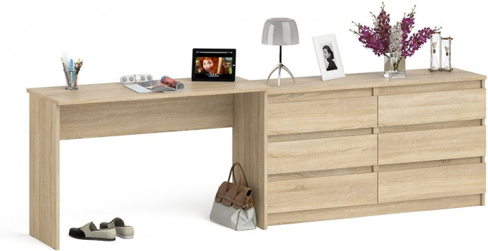 Мори письменный стол МСП1200.1 + Комод МК1380.6, дуб сонома