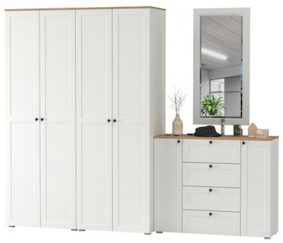 Остин Прихожая 26, белый шагрень/дуб крафт золотой