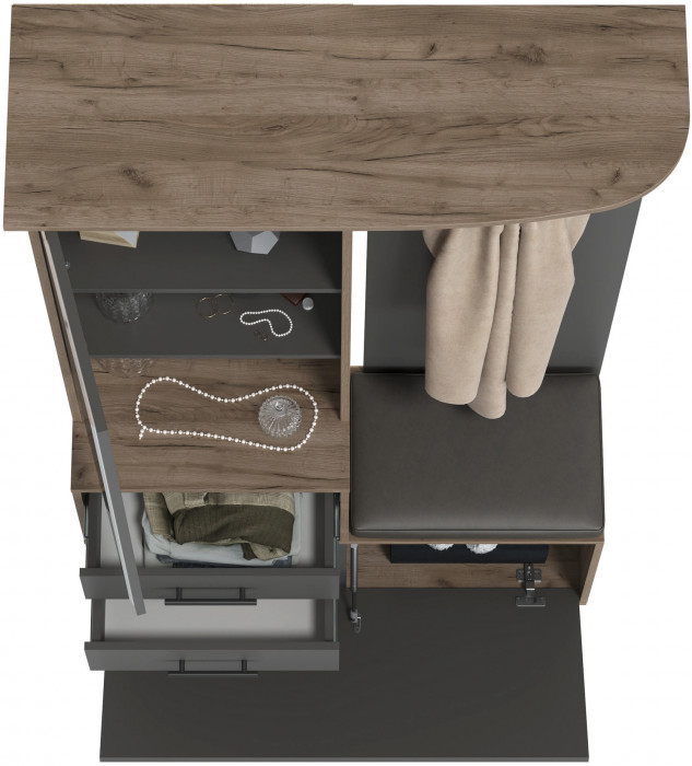 Прихожая 2-3431дкт/граф Домино - Шкаф с вешалкой, дуб крафт табачный/графит