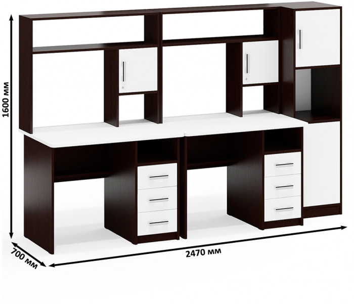 С-МД-СК9 Компоновка № 04, венге/белый шагрень
