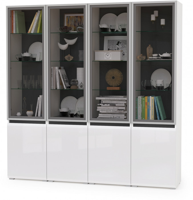 Сидней Комплектация № 018, корпус: белый/чёрный/фасады: МДФ белый глянец