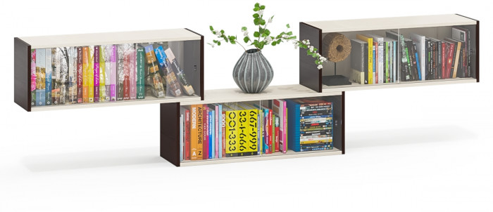 Три полки книжных С-МД-КН01, венге/дуб