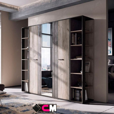 Эдинбург Стеллаж СТЛ-02 (0,350х2,000х0,500) железный камень/дуб крафт серый