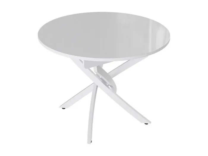 Стол обеденный Галакси, Белый муар/Белый глянец