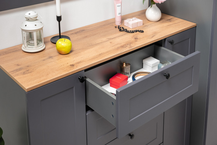 Остин Прихожая 26, серый графит/дуб крафт золотой