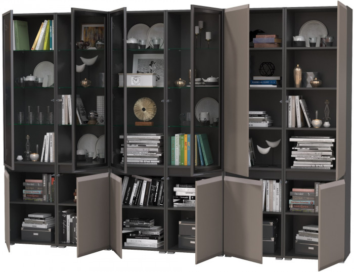 Сидней Комплектация № 019, корпус: антрацит/фасады: МДФ веллюто капучино