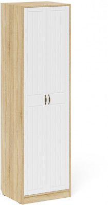 Прихожая П-6 Компоновка № 08, цвет дуб сонома/фасады МДФ белое дерево фрезеровка прованс, ШхГхВ 180х50х210 см., универсальная сборка