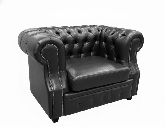 Кресло Честер ЛОФТ, экокожа, черный