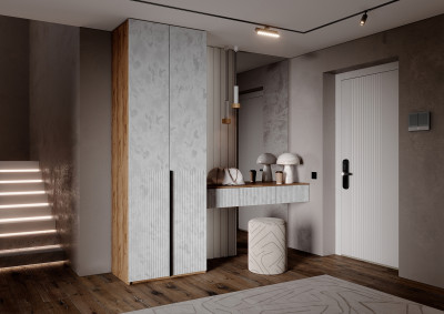 Тумба косметическая со шкафом 2х-ств Марвэл, Крафт золотой/Мальта